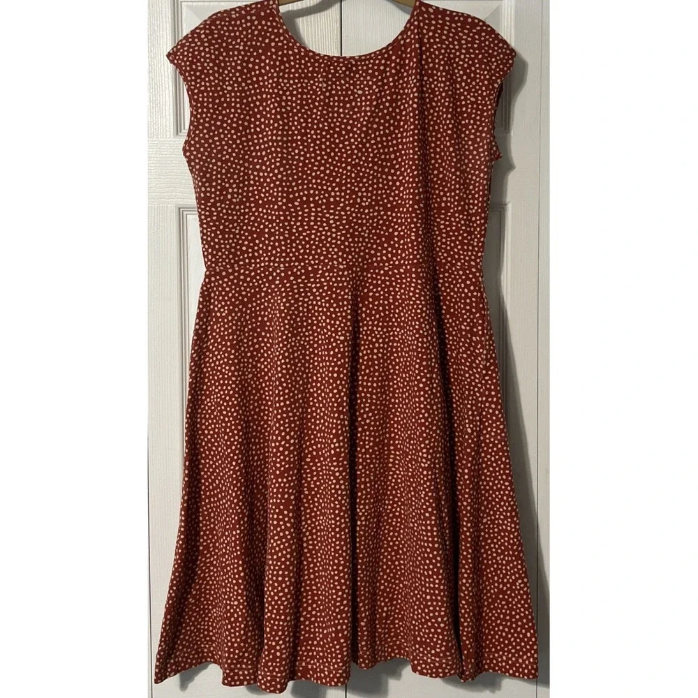 Effie's Heart The Ready Dress in Chamomile Print Burnt Orange Polka Dot Size 1X - Picture 9 of 9
